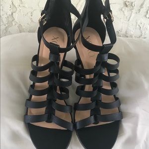 - XOXO black shoes multi straps chunky heel size 9.5